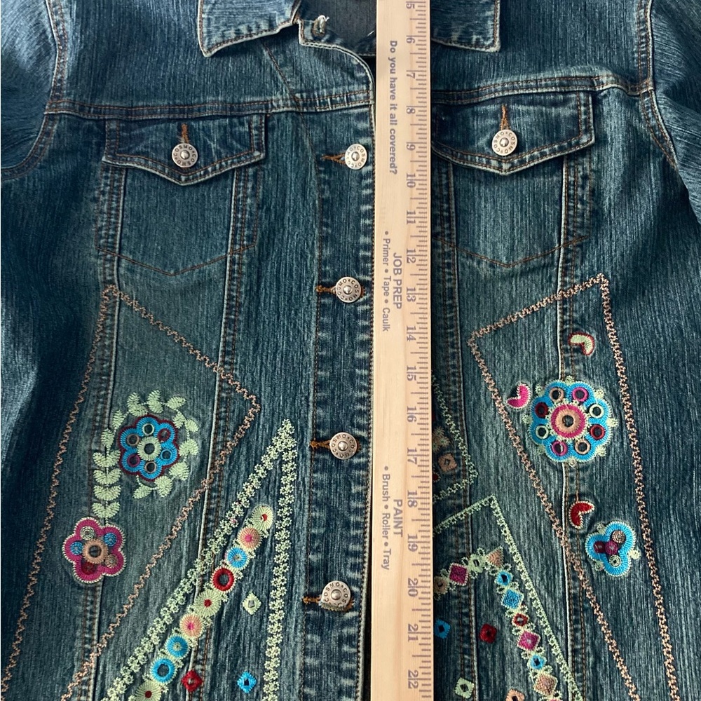 Cosmopolitan womens SZ M blue jean Floral Embroidered Jacket Vintage Beautiful - Picture 10 of 12